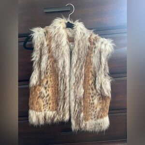 Faux Fur Vest - Brown and Cream